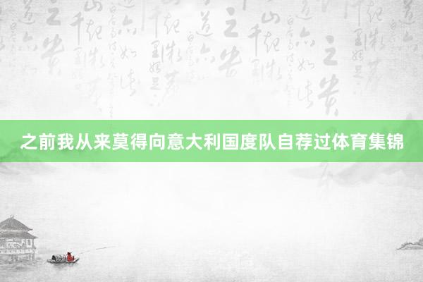 之前我从来莫得向意大利国度队自荐过体育集锦